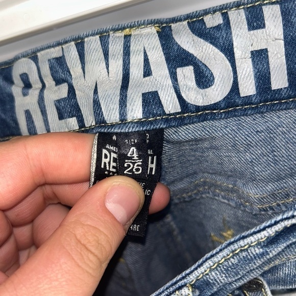 American Apparel Rewash Shorts Denim Jean Lace Short Shorts High Waisted Bottoms - Picture 11 of 12